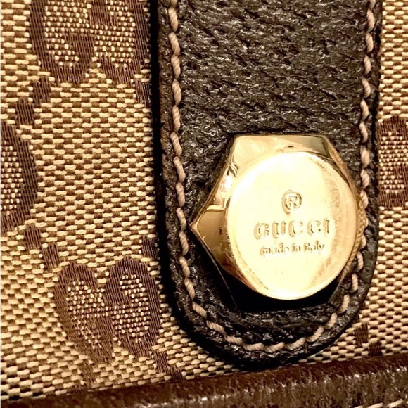 GUCCI Monogram Handbag Charmy Brown Leather MADE IN ITALY - Picture 2 of 12